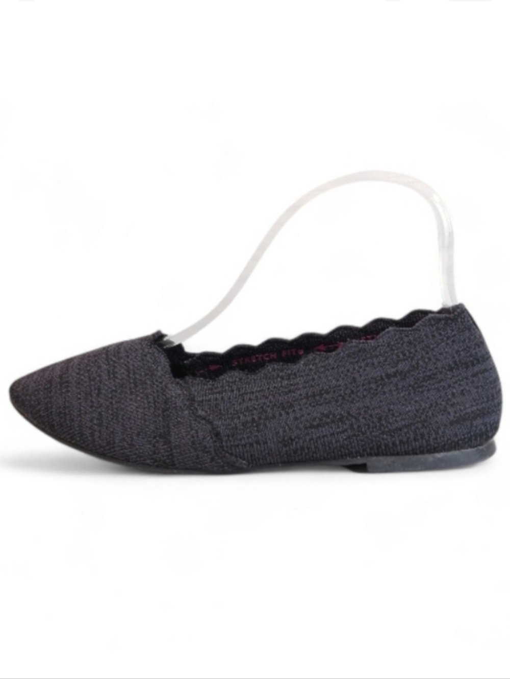 Skechers Flats Women's Grey Fabric Scalloped Slip-on Casual Shoes